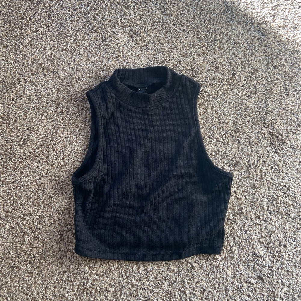 black shein mock neck crop top